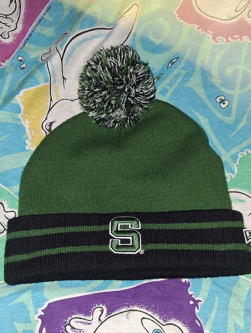New Era Double Sided Michigan State Winter Knit Beanie Pom Ball Hat MSU